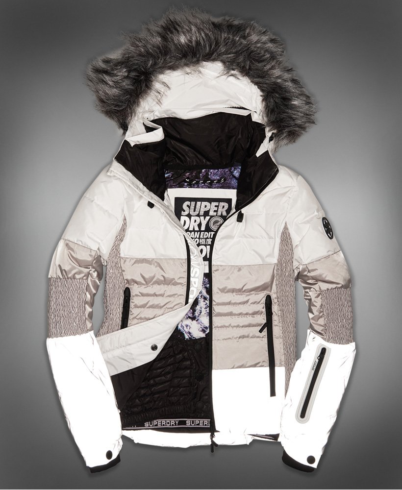 manteau-de-ski-femme-857ilu-1.jpg Veste de ski en duvet Snow Catblanc cassé/gris réfléchissant pour Femme | Superdry FR – Image 1