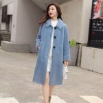 Manteau long d'hiver en fausse fourrure en velours d'agneau pour femme