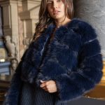 Veste en fausse fourrure bleu marine femme – Chic automne hiver TPGK mode femme