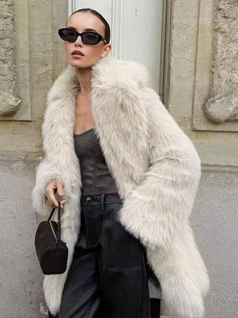 manteau-fausse-fourrure-femme-549umg-1.jpg Manteau mi long en fausse fourrure blanche à revers crantés Veste longue d'hiver écologique pour femme 2026 – Image 1