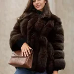 Manteau en fausse fourrure à col ras du cou pour femme veste d'hiver écologique en fourrure 2026 Milanoo.com