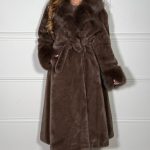 Manteau Long Femme Fausse Fourrure avec Ceinture BLOOSHOP
