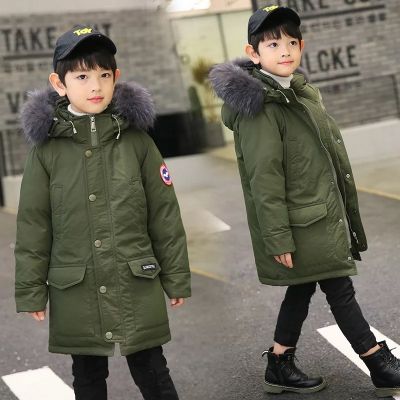 manteau-hiver-garcon-428yzg-1.jpg Manteau Hiver enfant avec capuche à fourrure et multi poches – Image 1