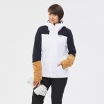 Veste de ski femme 500 sport blanc/marine/marron