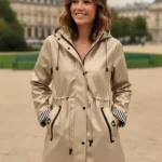 Imperméable doré femme – Parka pluie satinée avec capuche | SATURNE Paris