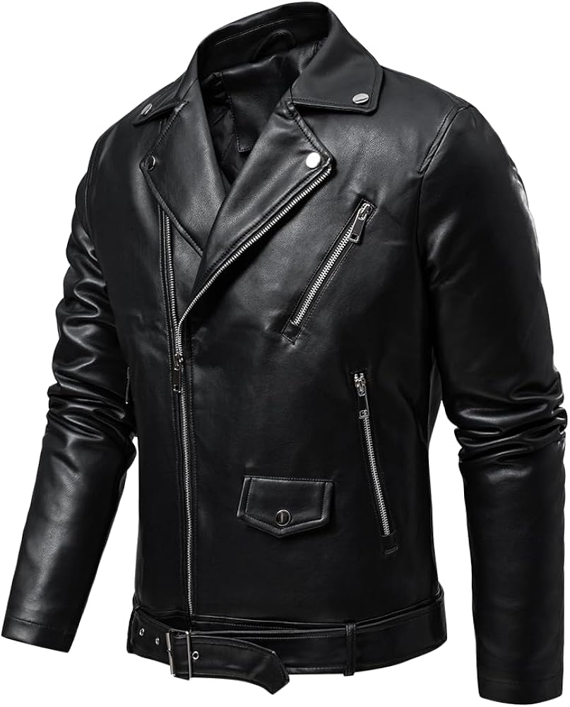 perfecto-homme-561fax-1.jpg TONY BACKER Perfecto Homme, Veste cuir homme, blouson de motard en similicuir avec ceinture, polyvalente, fermeture éclair en métal et poche intérieure : Amazon.fr: Mode – Image 1
