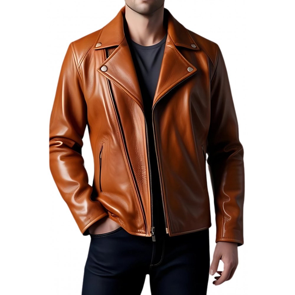 perfecto-homme-870hdj-1.jpg Blouson Perfecto cuir homme en agneau marron modèle Solerce – Image 1