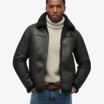 Veste aviateur en peau de mouton synthétiquenoir pour Homme | Superdry FR