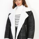 Blouson aviateur en simili moutonné