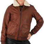 AVIATEUR Cuir Femme BLACK LINES Balmain couleur Tabacco Tailles Femmes 38