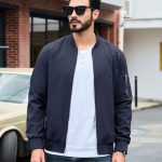 Veste aviateur homme bleu grande taille blouson zippé confortable pour homme fort