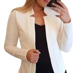 Henagehde Veste Blanche pour Femme Femmes Dames Cardigan Solide À Manches Longues Poche Manteau Manteaux Tailleur Femme Chic Ensemble : Amazon.fr: ...