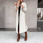 Henagehde Veste Femme Jean Blanc Femmes Faux Laine Manteau Chemisier Mince Manteau Trench Longue Veste Dames Mince Longue Ceinture Élégant Pardessus ...
