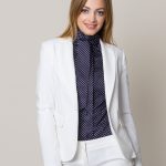 Veste longue de costume de couleur blanche pour femme 14865 Willsoor.fr