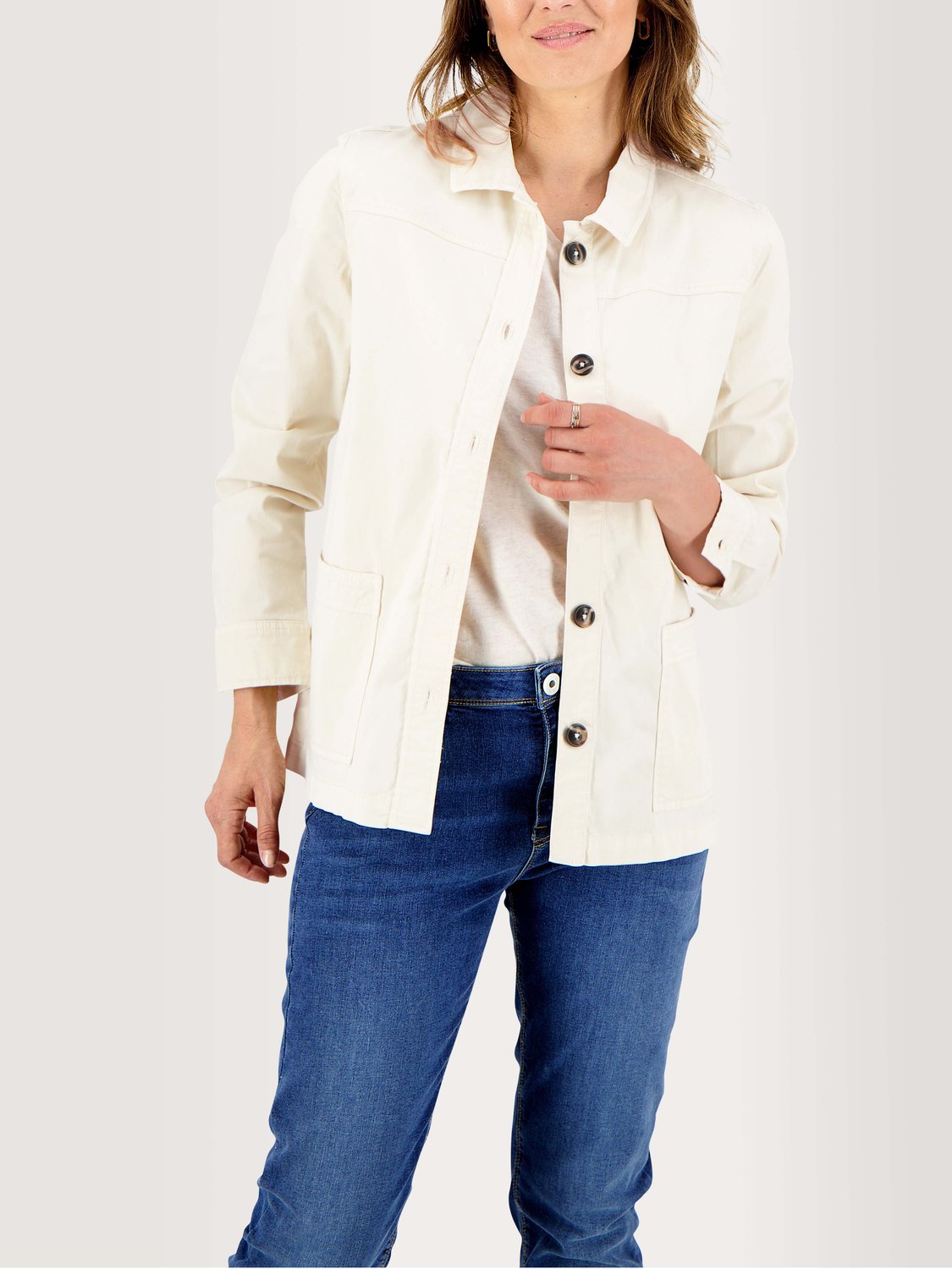 veste-blanche-femme-490znv-1.jpg Veste Femme Légère Coton Stretch Blanc TBS – Image 1