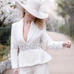 Veste cintrée à col châle en tweed, veste blanche femme, veste de mariée ou de soirée femme sur mesure, blazer blanc en tweed femme Etsy France