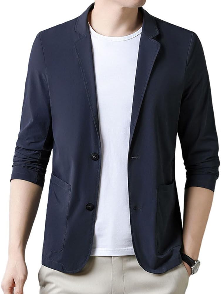 veste-blazer-homme-762olf-1.jpg Blazer Homme Été Décontracté Coupe Slim Veste de Costume à Revers Manches Longues Respirant : Amazon.fr: Mode – Image 1