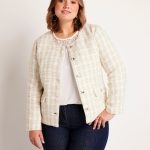 Veste courte sans col tissu effet tweed Beige Femme 0.00€ Kiabi