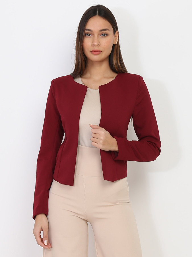 veste-courte-femme-336dsq-1.jpg Veste courte sans col – Image 1