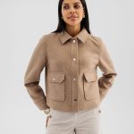 Veste courte aspect drap de laine femme