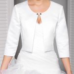Veste tailleur mariage soirée courte blanche ivoire manches 3/4 | Boutique Magique