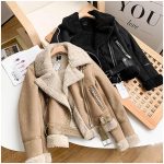 Acheter Veste d'hiver en daim épais et chaud pour femme, veste courte en cuir de mouton pour moto, manteaux marron, vêtements d'extérieur | Joom