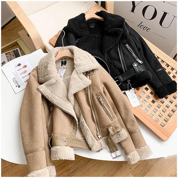 veste-d-hiver-femme-021xto-1.jpg Acheter Veste d'hiver en daim épais et chaud pour femme, veste courte en cuir de mouton pour moto, manteaux marron, vêtements d'extérieur | Joom – Image 1