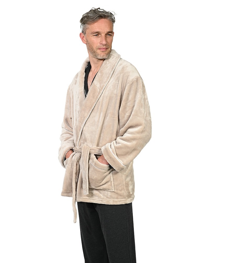 veste-d-interieur-homme-092cyf.jpg Veste d'intérieur Polaire Mixte Salle de bain/Veste d'intérieur Autour du Blanc – Image 1
