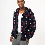Veste d'intérieur à capuche en maille douillette imprimée... noir | GEMO