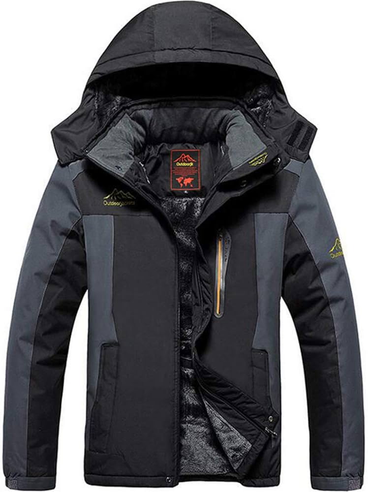 veste-impermeable-homme-244eoz.jpg Treer Veste Imperméable pour Homme Blouson à Capuche, Grande Taill Hiver Chaude Coupe Vent Manteau pour Montagne Randonnée Voyage Sports d'Extérieur Jogging Ski Camping (8XL,Noir) : Amazon.fr: Mode – Image 1