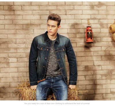 veste-jean-homme-488xmv-1.jpg Blouson en Jeans pour Homme Trucker Veste Denim Classique – Image 1