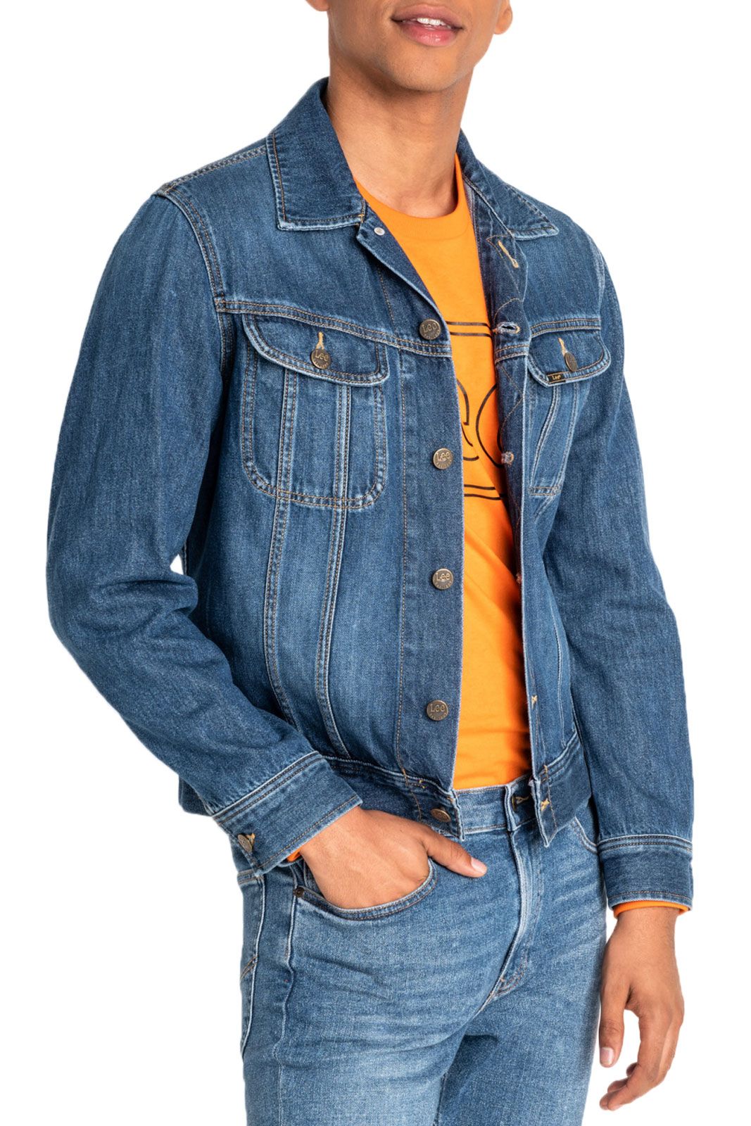 veste-jean-homme-832moi-1.jpg Blouson en jean LEE SLIM RIDER JACKET Flick Dark S – Image 1