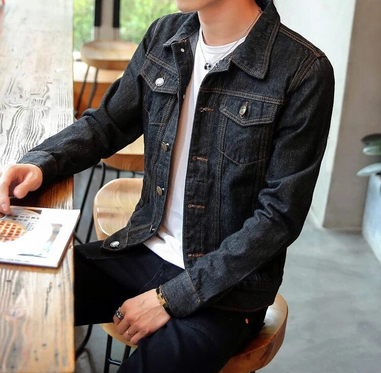 veste-jean-homme-908wza-1.jpg Veste Jean Homme Noir – Image 1