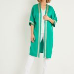 Veste longue fluide détails chic Vert | Afibel