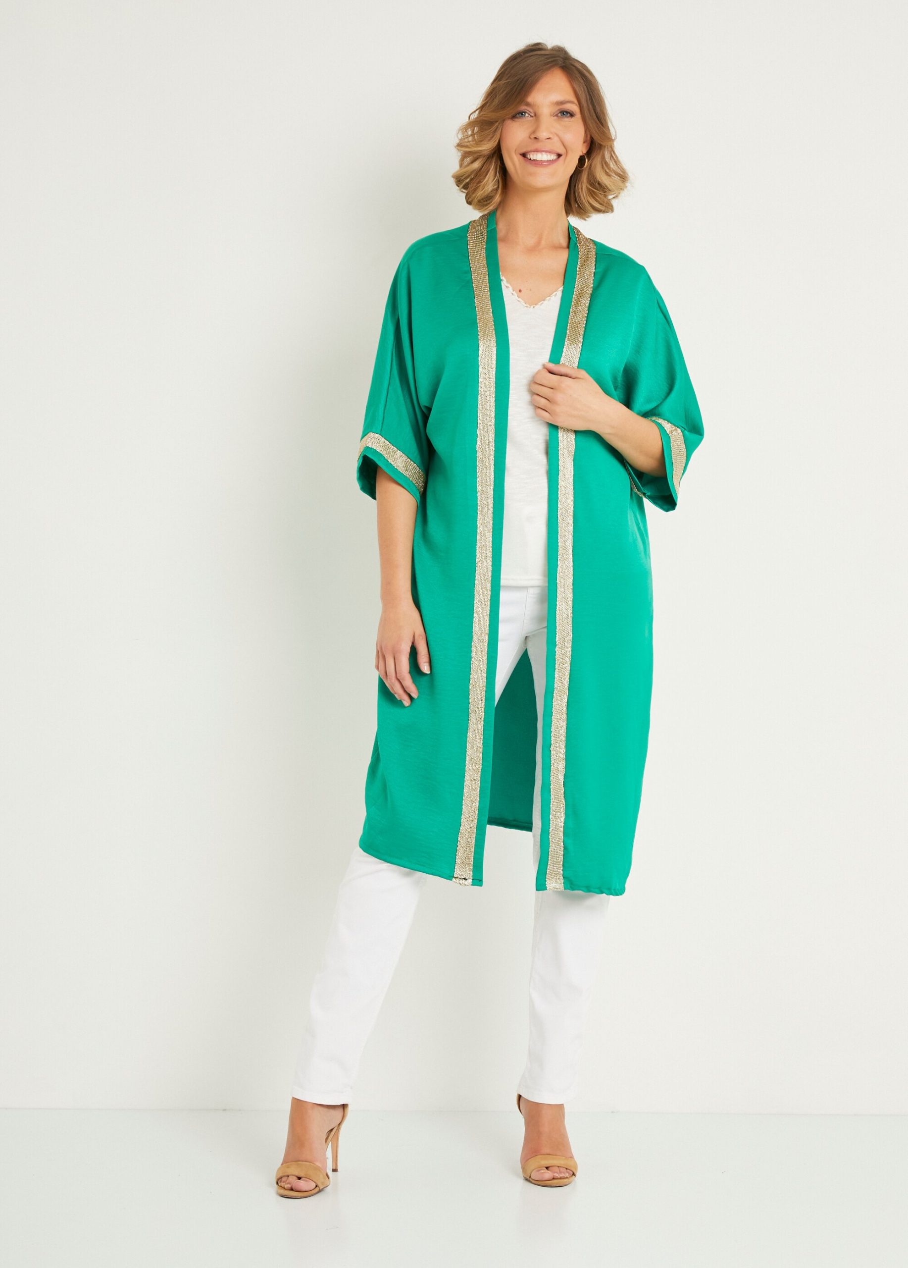 veste-longue-femme-890okt-1.jpg Veste longue fluide détails chic Vert | Afibel – Image 1