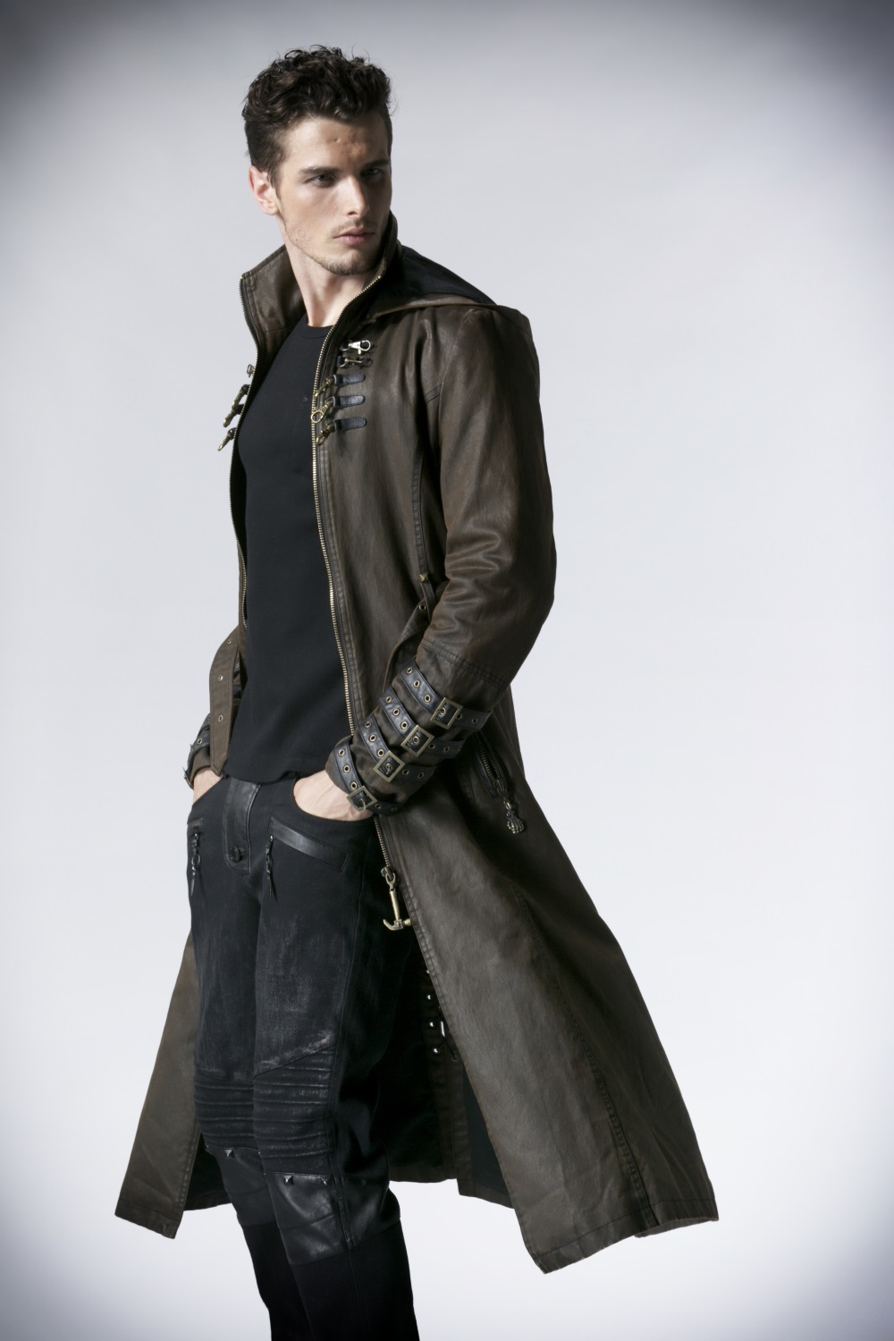 veste-longue-homme-259nkf-1.jpg Manteau Long Style Noir Homme Col Manteau Long En Cuir Homme Veste Longue Cuir Agneau Noir – Image 1