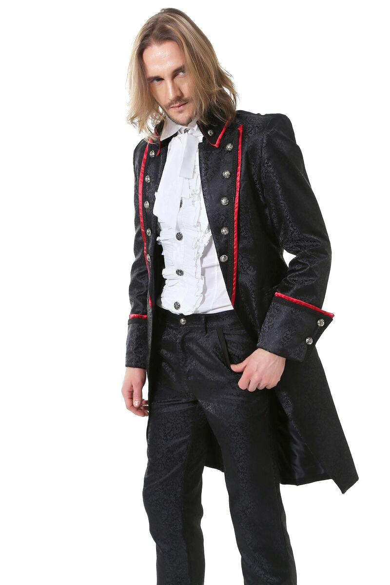 veste-longue-homme-522wcr-1.jpg veste longue rouge gothique pour homme Pentagramme Hommes L M S XL XXL Xxxl Noir Rouge Gothique... – Image 1
