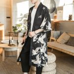 Veste longue Tsuru Kagayaku Kimono pour homme Yokainoshima