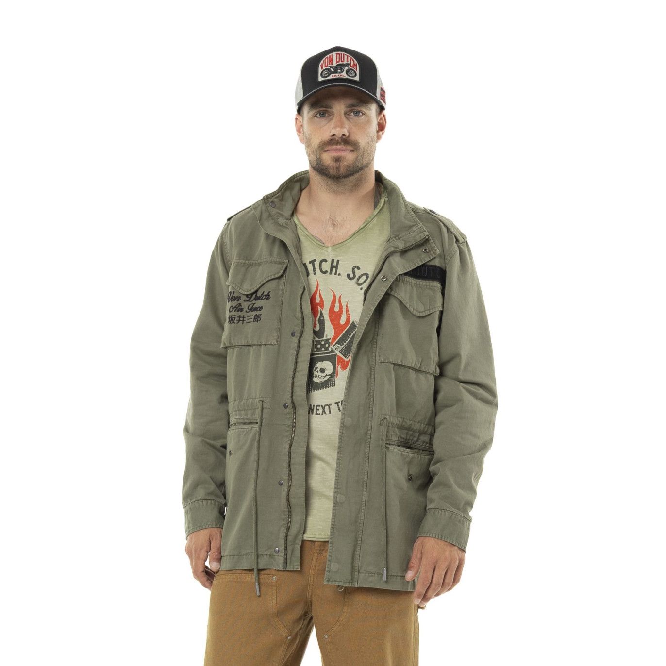 veste-militaire-homme-931zhk-1.jpg Surchemise Mi saison Kaki FIELD | Homme Vondutch | Von Dutch – Image 1
