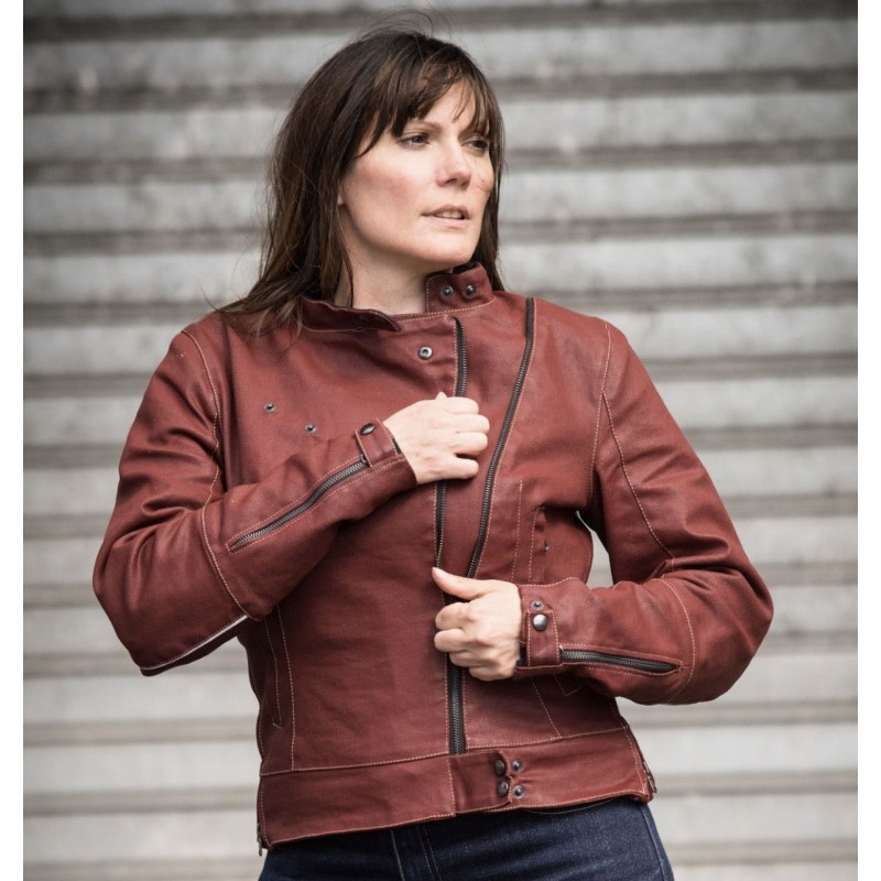 veste-moto-femme-025kxf-1.jpg Blouson Moto Femme "La Bonnette" Homologué AA 2MileSix – Image 1