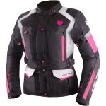 Veste de moto femme Street Racer Hilax noir gris rose | Motozem.fr