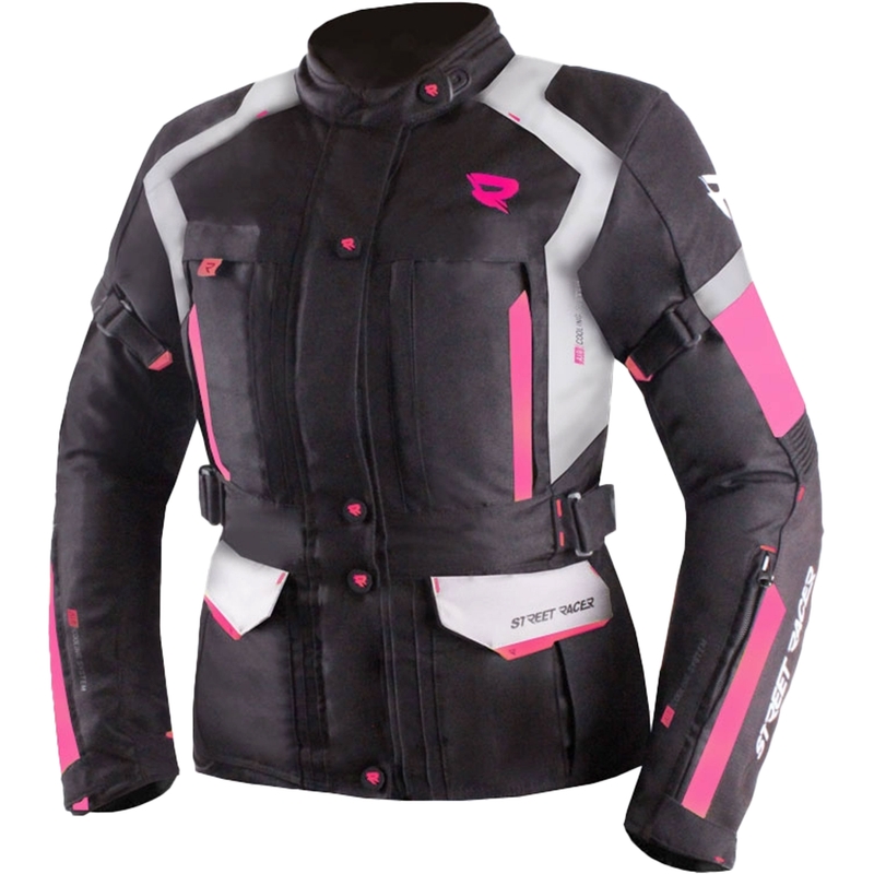 veste-moto-femme-192cnn-1.jpg Veste de moto femme Street Racer Hilax noir gris rose | Motozem.fr – Image 1
