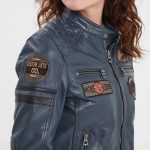 Walkora Blouson moto vintage femme