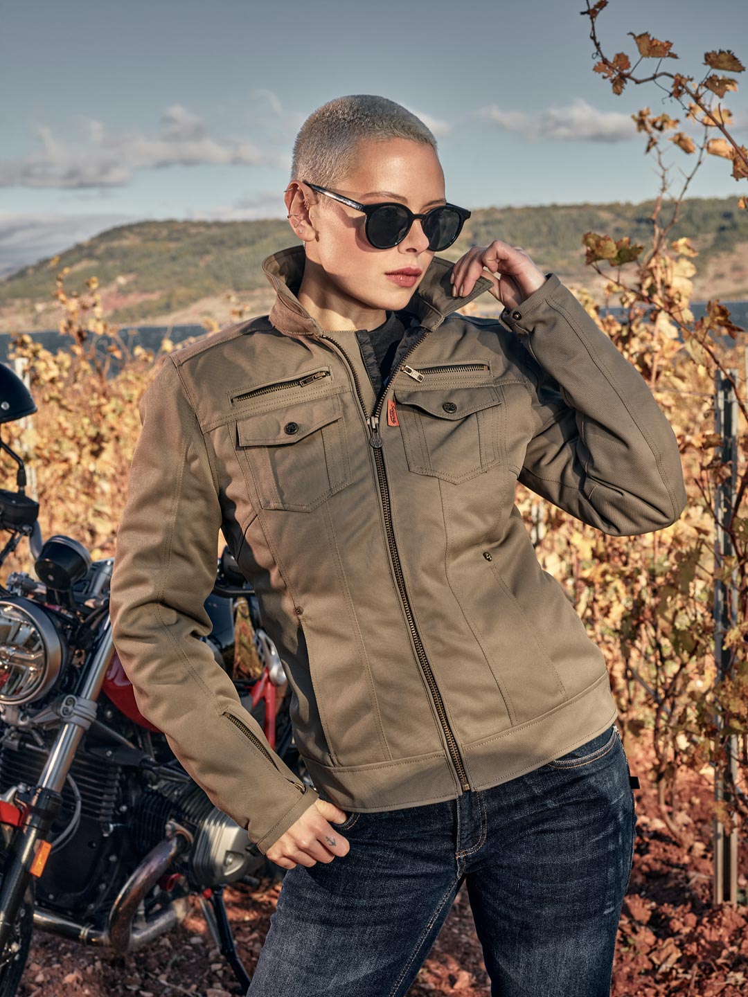 veste-moto-femme-755prz-1.jpg Blouson Segura Lady Patrol kaki, veste moto femme étanche – Image 1