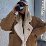 Veste en Peau de Mouton retournée doublée Sherpa pour Femme Manteau épais en Polaire à la Mode d'hiver (café,S) : Amazon.fr: Mode