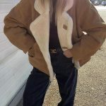 Veste en Peau de Mouton retournée doublée Sherpa pour Femme Manteau épais en Polaire à la Mode d'hiver (café,S) : Amazon.fr: Mode