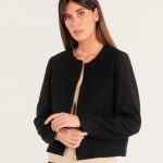 Veste en tweed noir | blazer femme court