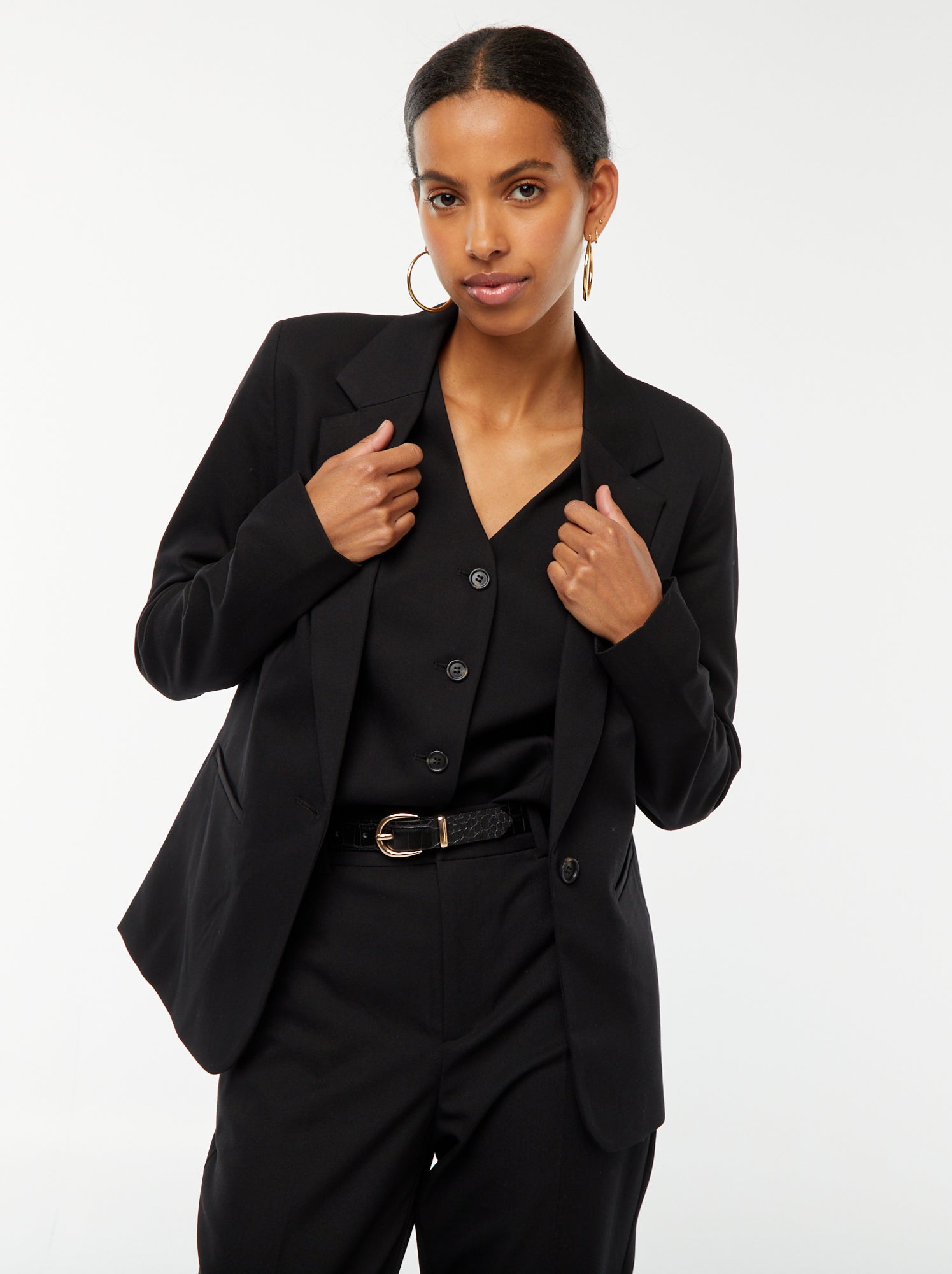 veste-noire-femme-934mls-1.jpg Veste de tailleur à manches longues Noir – Image 1