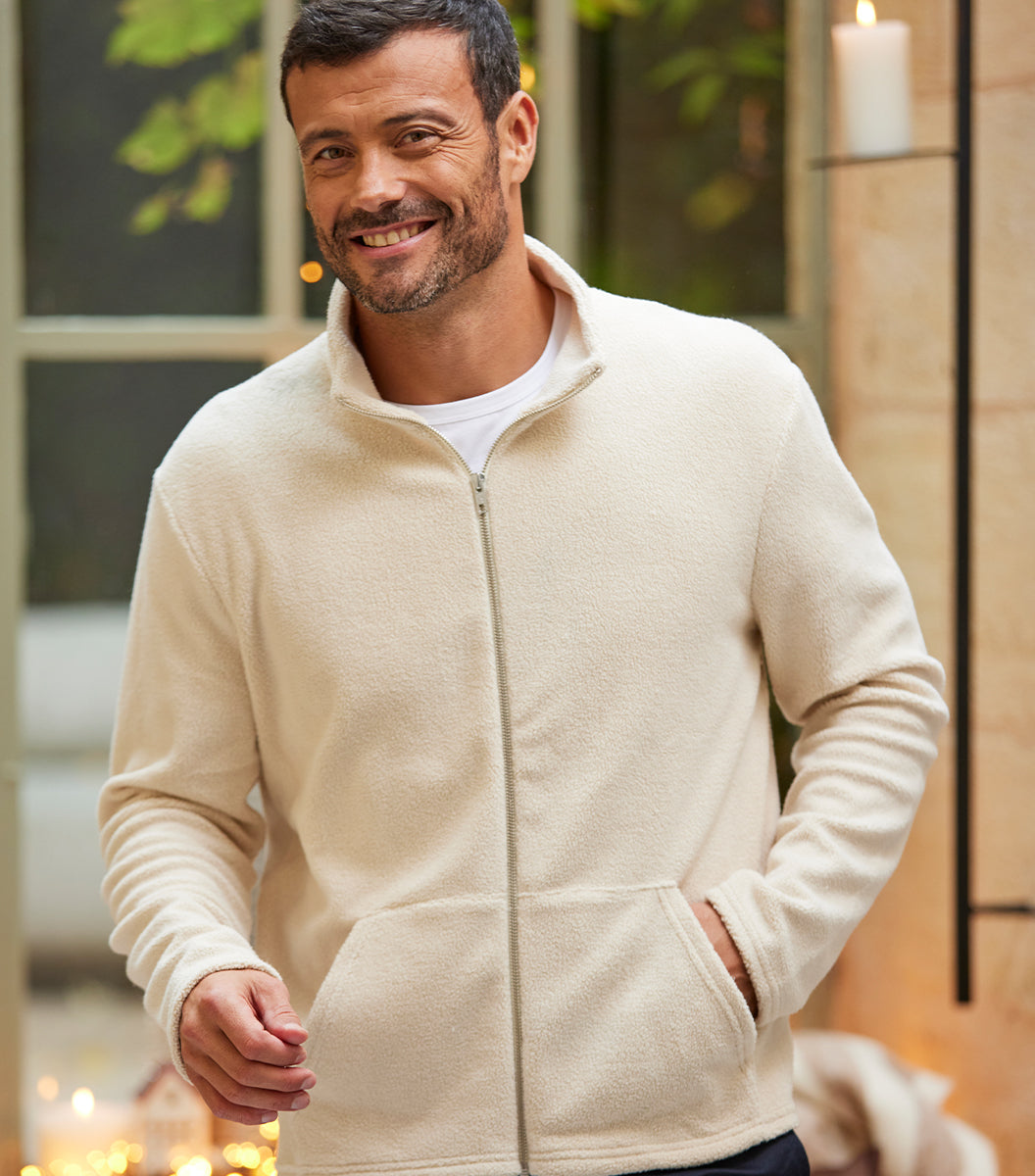 veste-polaire-699jfl-1.jpg Veste Polaire Zippée Homme Écru Cocorico – Image 1