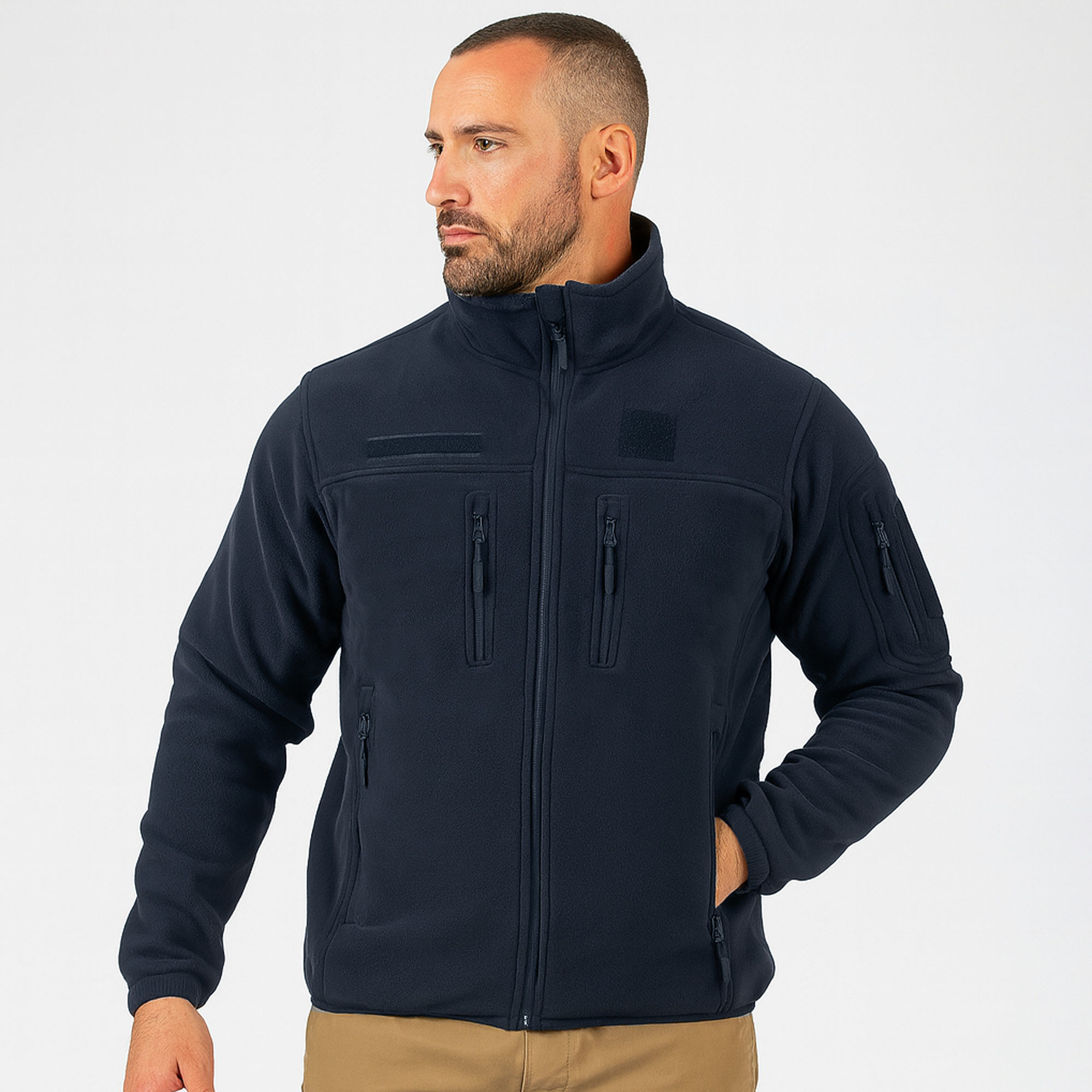 veste-polaire-891byk-1.jpg Blouson polaire bleu marine fitté Tailles XXXL – Image 1